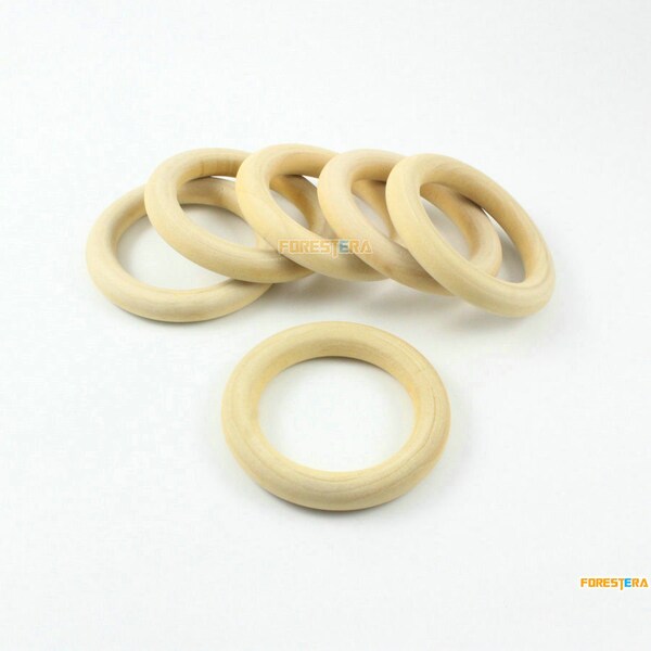6Pcs Unfinished Wood Rings Natural Wooden Rings Wooden Bangles 65mm (MQ12)