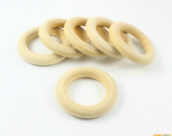 10Pcs Unfinished Wood Ring Natural Wooden Rings Wood Beads 55mm (MQ09)