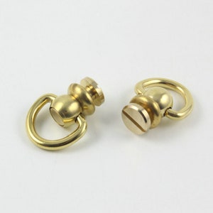 10 Pezzi 20mm Pelle Craft Belt Solid Brass Swivel Head Rivet D Ring Rivet Chicago Screw (PABR28)