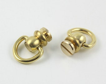 10 Stück 20mm Leder Handwerk Gürtel solid Brass Schwenk Kopf Niete D Ring Niete Chicago Schraube (PABR28)