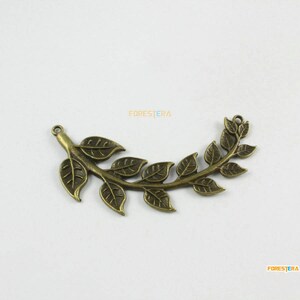4Pcs Antique Brass Tree Leaf Charm Leaf Pendant Leaf Connector 86X28mm (PND1575)