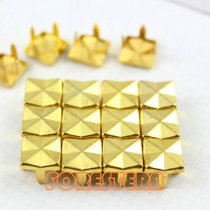 300Pcs 9.3mm Gold Square Cross Studs Metal Studs (JM09)
