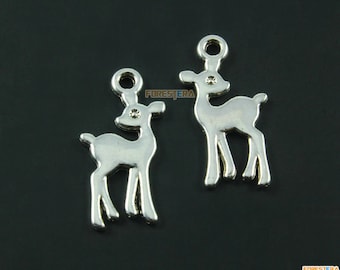 50Pcs Antique Silver Deer Charm Deer Pendant 17x10mm (PND1787)