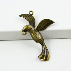 30Pcs Antique Brass Hummingbird Charm Hummingbird Pendant 30x18mm (PND395)