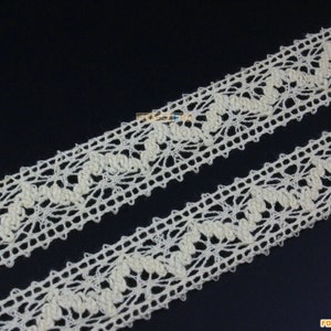 Cotton Lace Trim Beige Floral Lace Ribbon 1.8cm Width -- 5 Yards (LACE119)