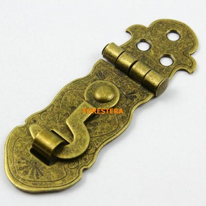 1Pcs Antique Brass Jewelry Box Hasp Latch Lock 23x73mm with Screws (HASP052)
