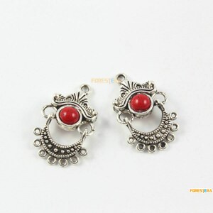 10Pcs Antique Silver Earring Connector Charm Earring Pendant 30x17mm (PND1770)