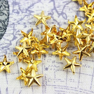 500Pcs 10mm gold STAR Studs Metal Studs (JS10)