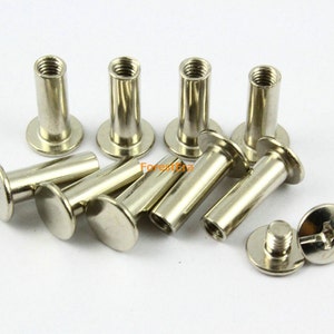 25 Stücke 9x15mm vernickelt Chicago Schraube Stud Niet Gürtel Gurt Verschluss (CHI15)