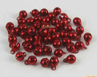 50Pcs 6mm Red Bells Jingle Bells Christmas Bells Pet Bells (Bell21)