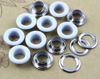 100Pcs 13mm White Round Grommet Eyelet (WRG13)