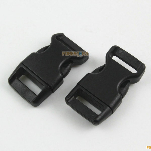 50 Pièces 15mm Black Plastic Side Quick Release Buckle Clip pour sac à dos (RBCNO26)