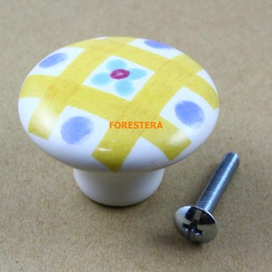 1Pcs Yellow Ceramic Dresser Handle Drawer Knob Pull Cabinet Cupboard Handle Knob Decorative Furniture Knob 38mm (HD)