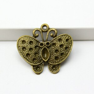 20Pcs Vintage Style Antique Brass Butterfly Charms Pendants 25x22mm PND321 image 1