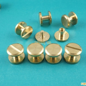 10x5mm Solid Brass Rivet Chicago Screw per Portafoglio cintura artigianale in pelle / testa piatta (FB10X5)