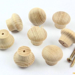 1Pcs 24mm Unfinished Wood Knob Wooden Dresser Handle Drawer Knob Pull Cabinet Cupboard Handle Knob (WKN40)