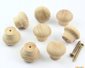 20個 24 mm 未仕上げ木製ノブ 木製ドレッサーハンドル 引き出しノブ プルキャビネット 食器棚ハンドルノブ (WKN40)