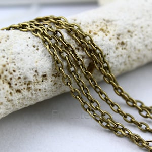 16ft {5m} 2.3mm Antique Brass Necklace Chains Jewelry Links Oval Chains (PND140)