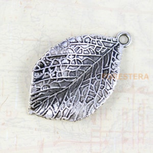 10Pcs Antique Silver Leaf Charm Leaf Pendant 35x20mm (PND258)