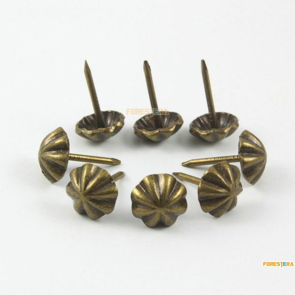 50Pcs Antique Brass Umbrella Shape Upholstery Tacks Nails 11x17mm (TN86)