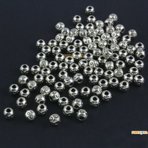 100Pcs Antique Silver Round Bead Round Bead Spacer For Jewerly 5mm (PND1472)