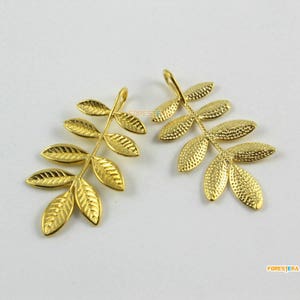 4Pcs Brass tree leaf Charm tree leaf Pendant 40x22mm (PND1549)