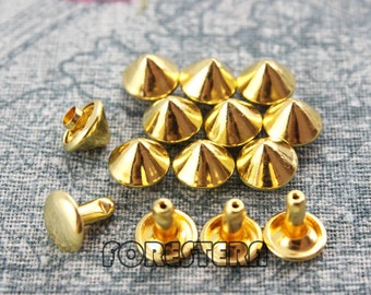 50Pcs 9mm Gold Conical Rapid Rivet Studs (JC-RI09)
