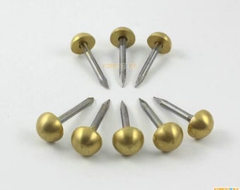 Lot De 20 Pointes/clous En Laiton Massif - Tête Ronde 14mm, Longueur 1,8mm, Tête 3,5mm, Fabriqué En France