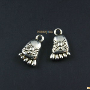 50Pcs Antique Silver Feet Charm Feet Pendant Spider Charm 15x9mm (PND1241)