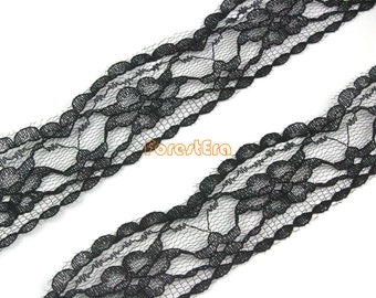 10 Yards 36mm Black Floral Emboridery Lace Trim Lace Ribbon (LACE01-27250)