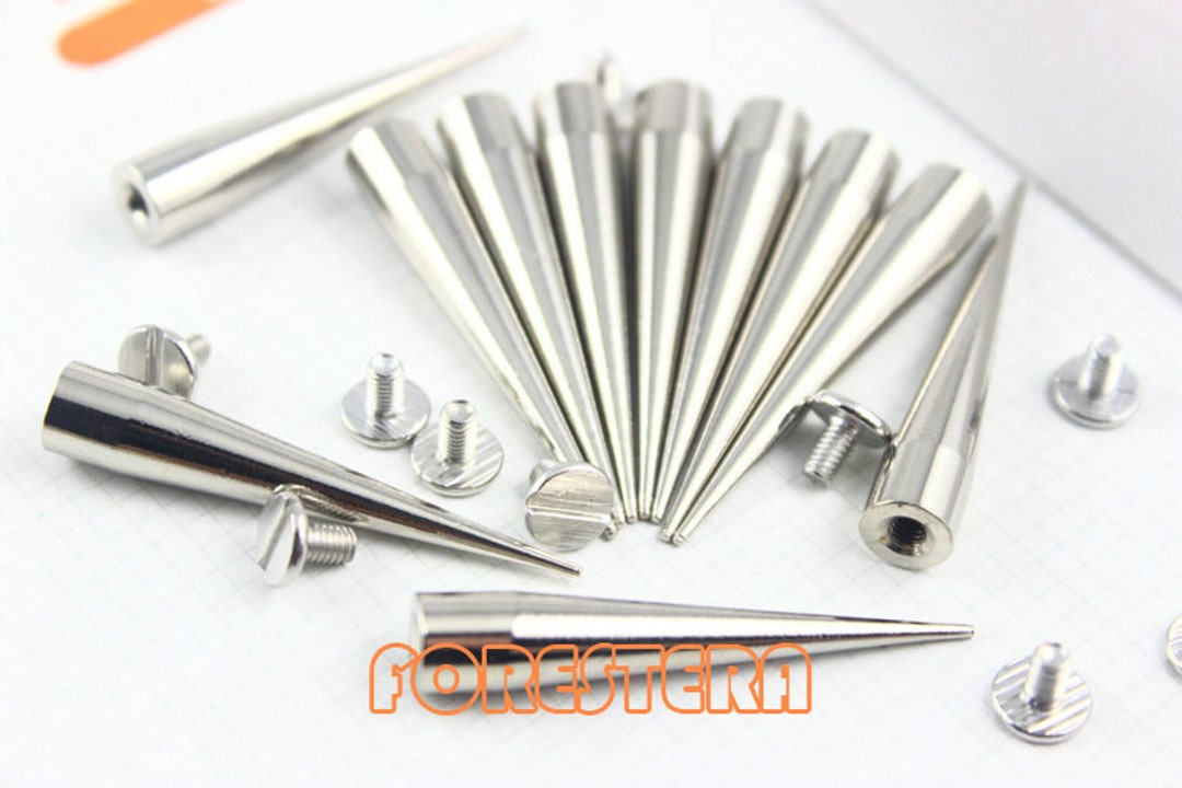 バーベキュー・調理用品 Ballistics _ 7075 STUDS PLATE Silver 5pcs 7mm X 40mm Silver Conical Metal Screw Back Spike Studs