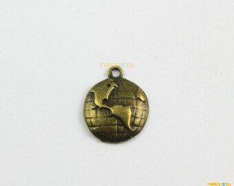 30Pcs Antique Brass earth Charm earth Pendant 15mm (PND1208)