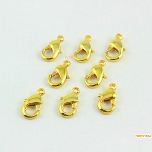 20Pcs 16K Gold Lobster Clasp Claw Hook Trigger Clasp 10x5mm (HOOK35)