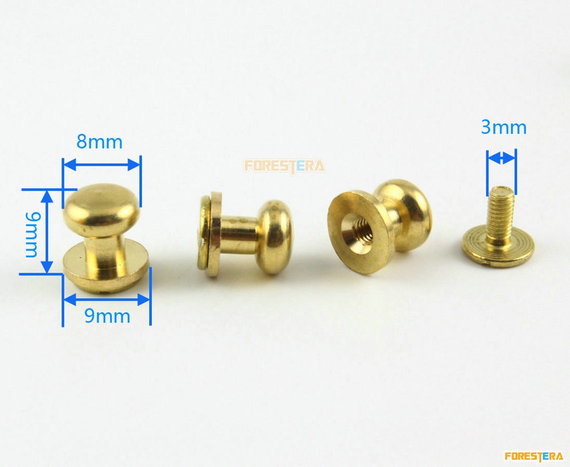 25pcs 8mm Round Head Solid Brass Rivet Chicago Screw for Etsy