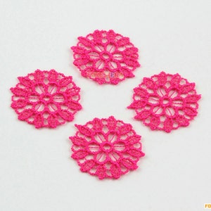 20 Pieces Flower Lace Applique Red Terylene Embroidered Lace Patch 2.2cm (LACE404)