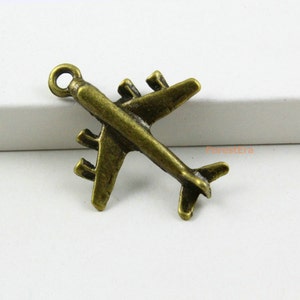 20Pcs Antique Brass airplane Charm airplane Pendant 28x23mm (PND445)