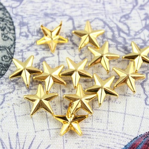 300Pcs 15mm gold STAR Studs Big Metal Studs (JS15)