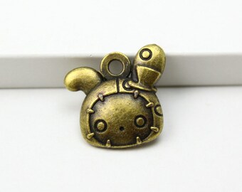 10Pcs Antique Brass lapin Lapin Charme Lapin Pendant 17x17mm (PND332)