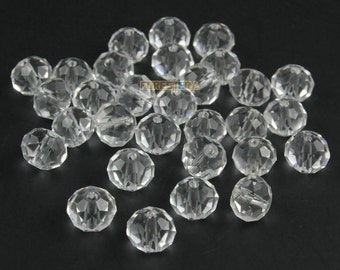 7.5mm White Faceted Bead White Faceted Glass Bead for Jewelry (BEAD-A16-7.5-01)