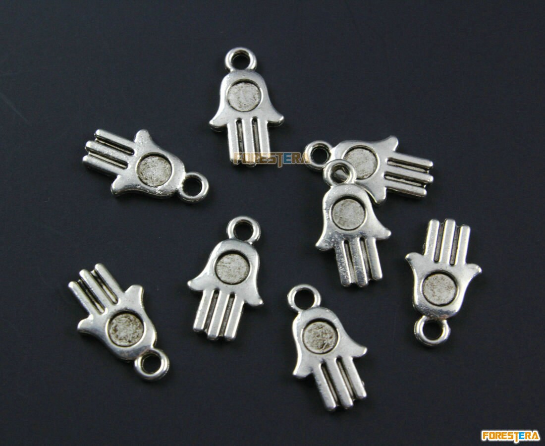 100pcs Antique Silver Hand Charm Buddha Hand Pendant 15x8