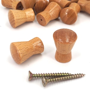 Mini Wood Knob, Wooden Cabinet Wardrobe Drawer Furniture Round Handle 16.5x23mm