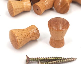 Mini bouton en bois, armoire en bois pour tiroir de meuble poignée ronde 16,5 x 23 mm