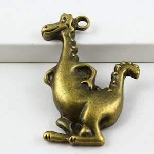10Pcs  Antique Brass Dragon Charm Dragon Pendant 42x28mm (PND480)