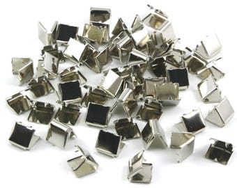 500 pezzi 8*8mm Argento Nastro Piatto Morsetto Fine Crimp [5/16 pollici] (S-EC8)