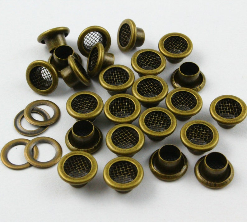 100pcs 8mm Antique Brass Mesh Grommet Eyelet 8mm X 4.5mm X Etsy