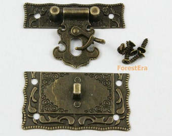 Cerrojo Decorativo Para Joyería, Cerrojo De 33x46mm, Patrón De Bronce