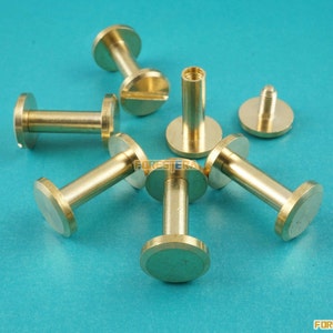 10/13mm Solid Brass Rivet Chicago Screw per Portafoglio cintura di lavorazione in pelle / testa piatta (FB10X13)