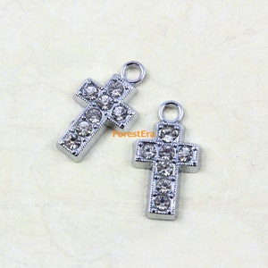 10Pcs Silver Cross Charm Cross Pendant 15x10mm (PND645)