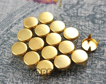500Pcs 8mm Gold flach Runde Ohrstecker Metall Ohrstecker (JFR08)