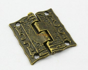 10Pcs Antique Brass Flower Hinge Small Hinge Box Hinge 26x23mm (HINGE10)